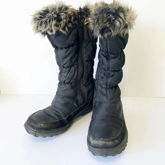 Spring Step Womens Alpi-Tex Vanish Faux Fur Trim Black Snow‎ Boots Size 39 US 9 - Picture 1 of 10